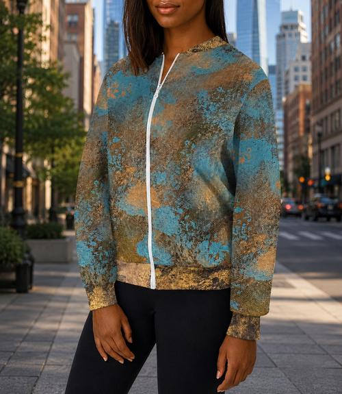 Golden Authenticity: Women's Bomber Jacket - Long