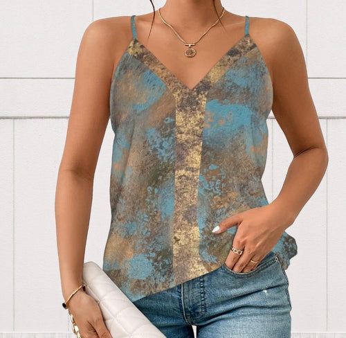 Golden Authenticity: Women's V-Neck Cami Tops