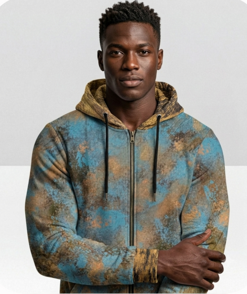 Golden Authenticity: Men’s Zip Hoodie