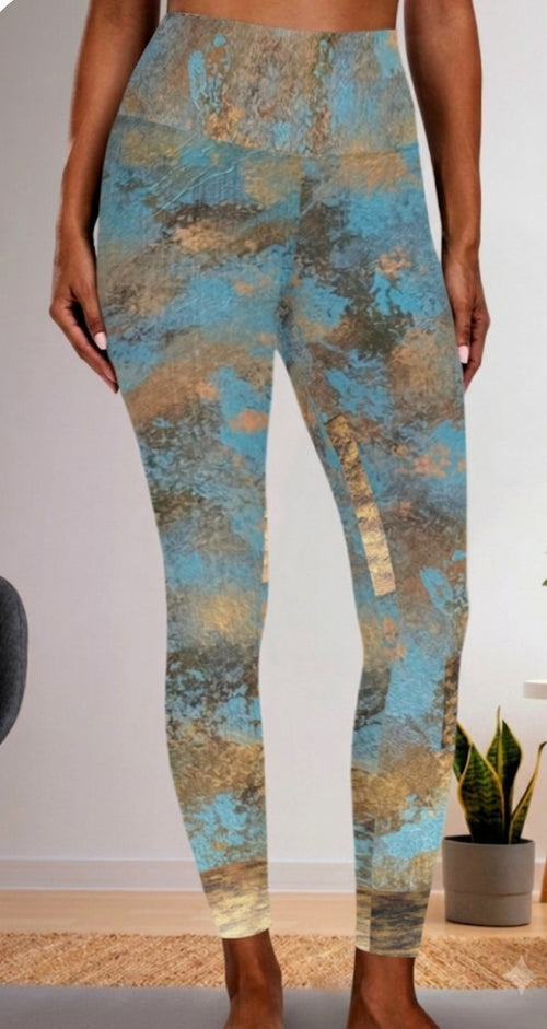 Golden Authenticity: Women's High Waist Tummy Control Yoga Leggings