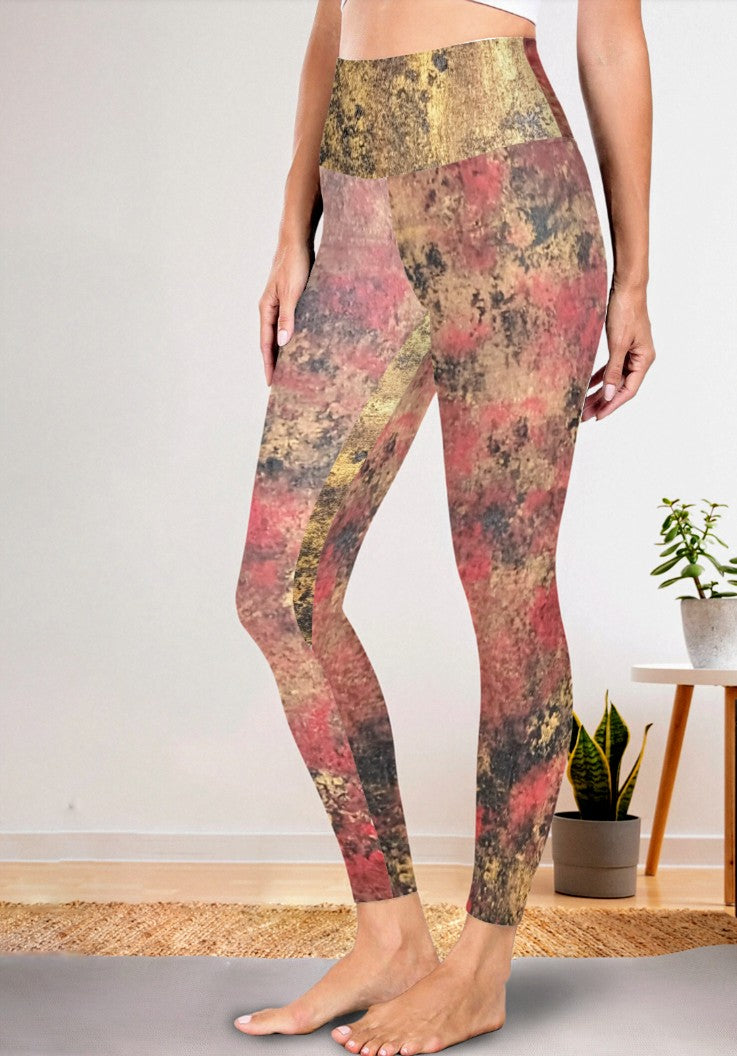 Golden Fire: Women's High Waist Tummy Control Yoga Leggings