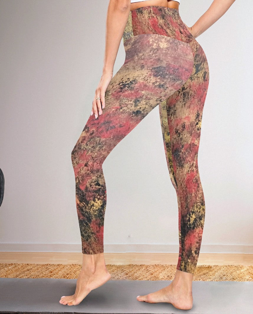 Golden Fire: Women's High Waist Tummy Control Yoga Leggings