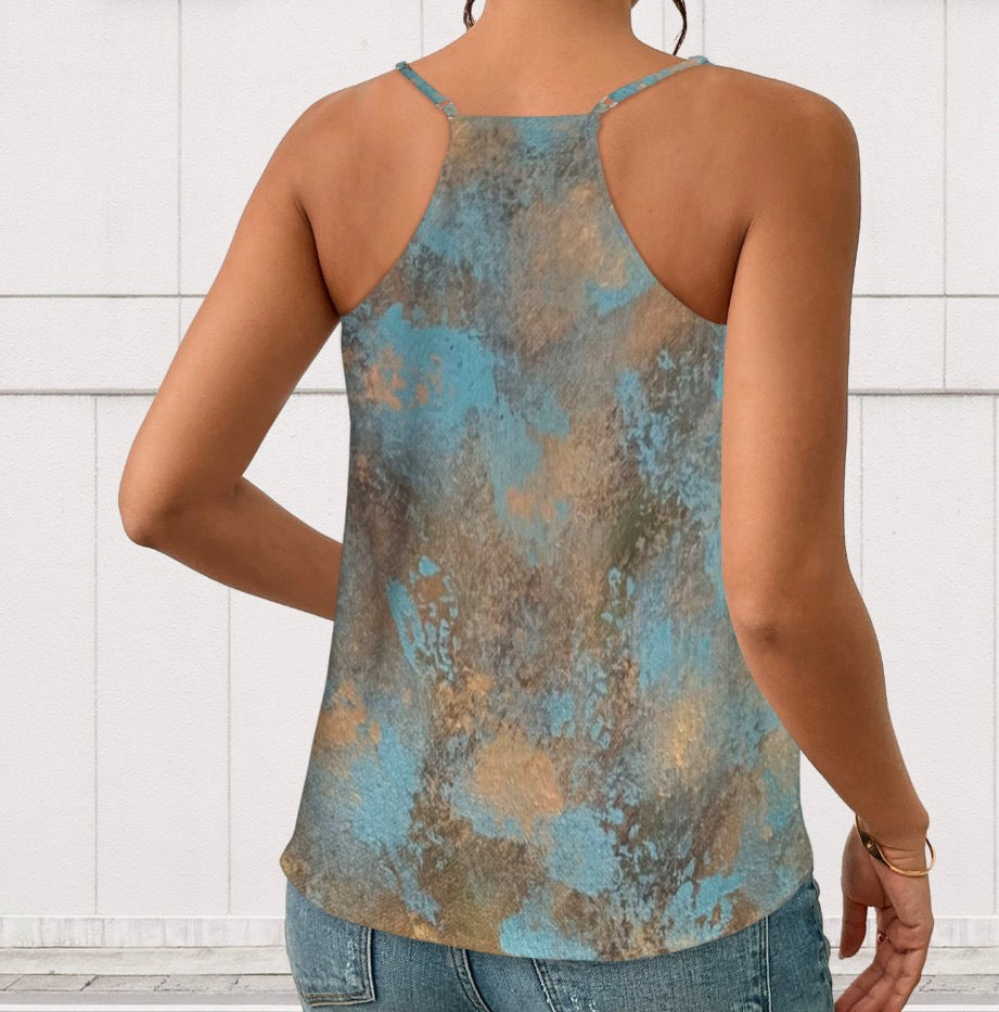 Golden Authenticity: Women's V-Neck Cami Tops