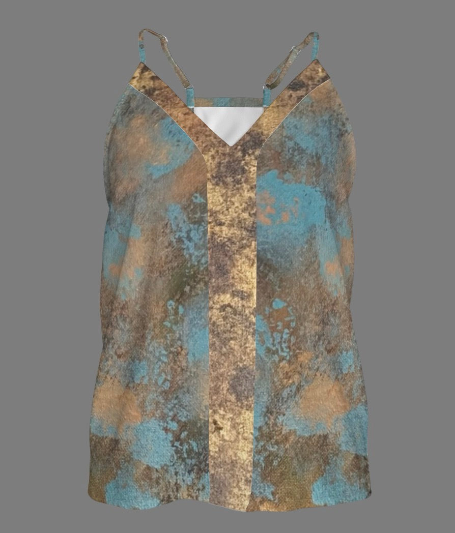 Golden Authenticity: Women's V-Neck Cami Tops